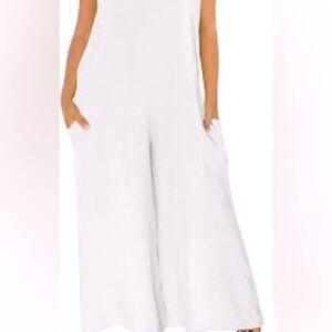 Goa Beachwear White Jumpsuit Pool Coverup Casual Wear Pockets Whimsical Fairy